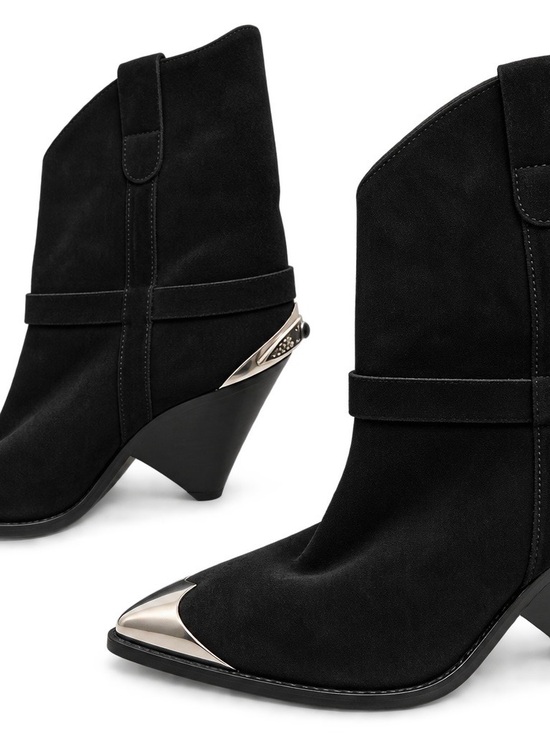 Isabel Marant Shoes - Isabel Marant Lamsy Black Suede Silver Metal Toe Boots